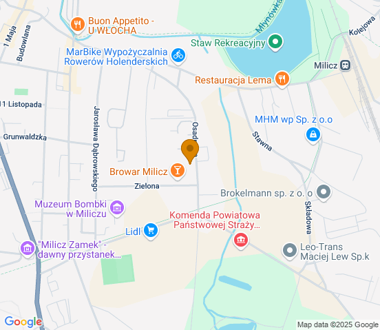 Mapa dojazdu do hurtowni motoryzacyjnej w miejscowości Milicz