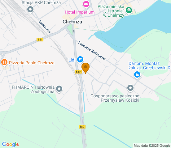 Mapa dojazdu do hurtowni motoryzacyjnej w miejscowości Chełmża