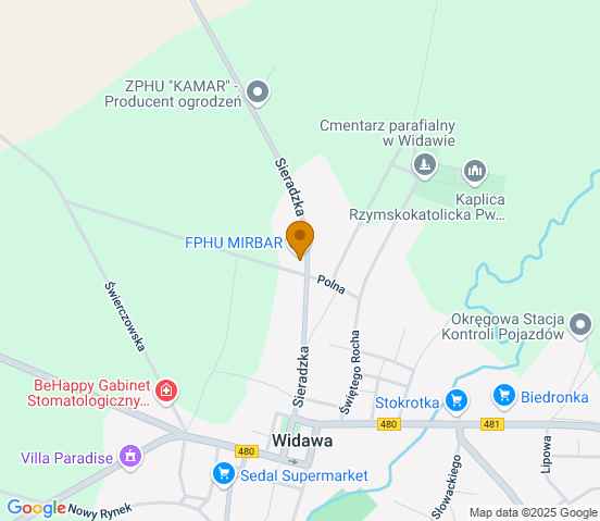 Mapa dojazdu do hurtowni motoryzacyjnej w miejscowości Widawa
