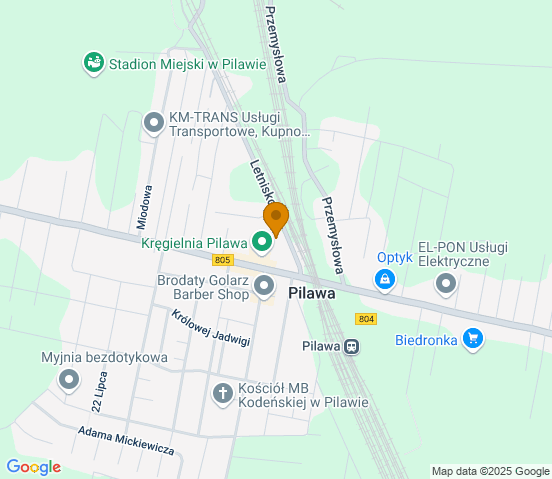 Mapa dojazdu do hurtowni motoryzacyjnej w miejscowości Pilawa