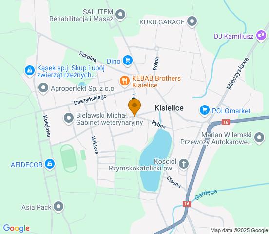 Mapa dojazdu do hurtowni motoryzacyjnej w miejscowości Kisielice