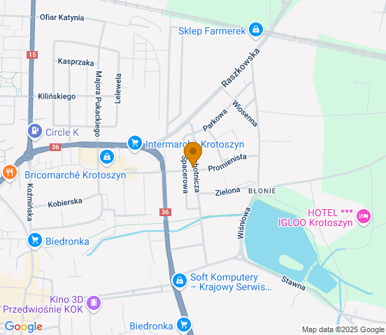 Mapa dojazdu do hurtowni motoryzacyjnej w miejscowości Krotoszyn
