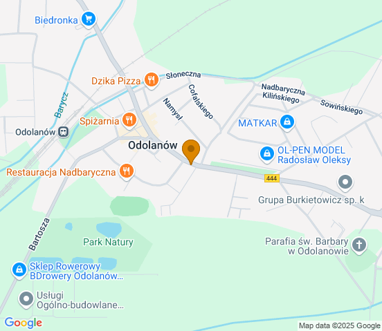 Mapa dojazdu do hurtowni motoryzacyjnej w miejscowości Odolanów