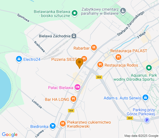 Mapa dojazdu do warsztatu samochodowego w miejscowości Bielawa