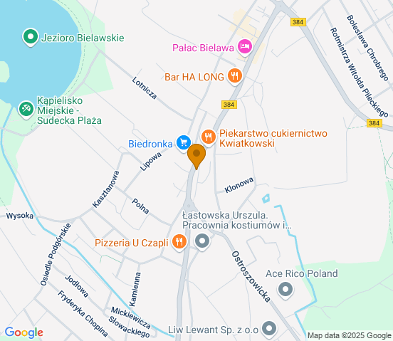 Mapa dojazdu do warsztatu samochodowego w miejscowości Bielawa