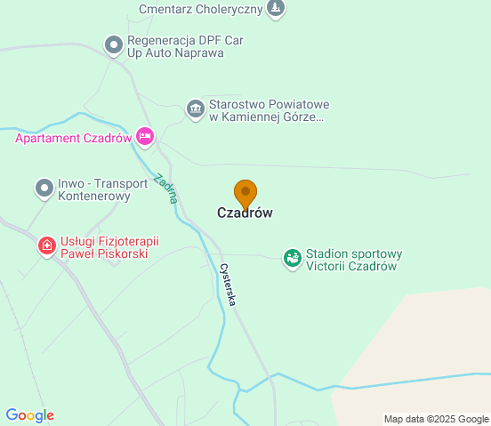 Mapa dojazdu do warsztatu samochodowego w miejscowości Czadrów
