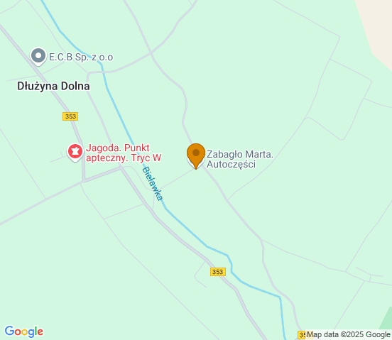 Mapa dojazdu do warsztatu samochodowego w miejscowości Dłużyna Dolna