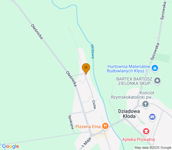 Mapa dojazdu do warsztatu samochodowego w miejscowości Dziadowa Kłoda