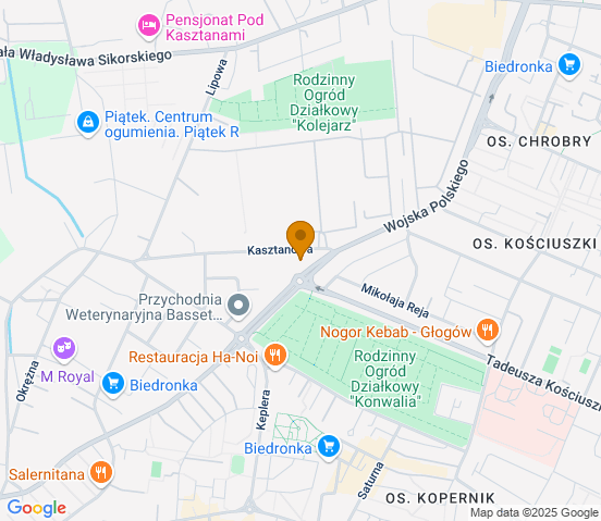 Mapa dojazdu do warsztatu samochodowego w miejscowości Głogów