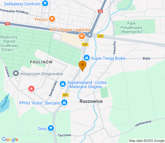 Mapa dojazdu do warsztatu samochodowego w miejscowości Głogów