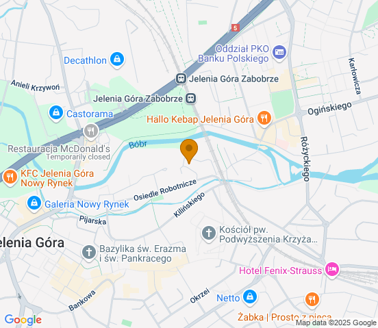 Mapa dojazdu do warsztatu samochodowego w miejscowości Jelenia Góra