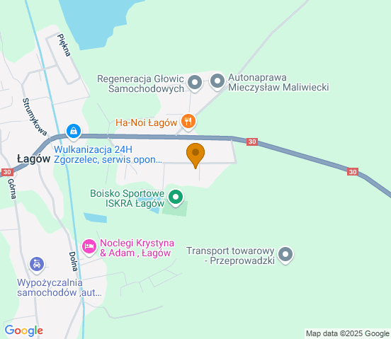 Mapa dojazdu do warsztatu samochodowego w miejscowości Łagów