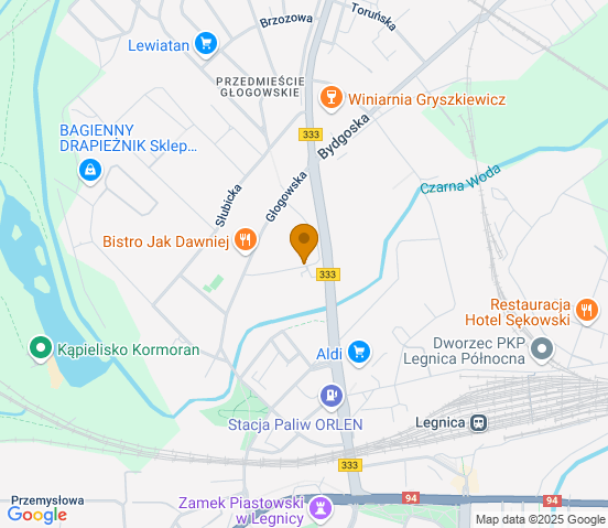 Mapa dojazdu do warsztatu samochodowego w miejscowości Legnica
