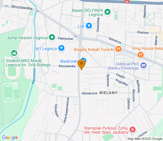 Mapa dojazdu do warsztatu samochodowego w miejscowości Legnica