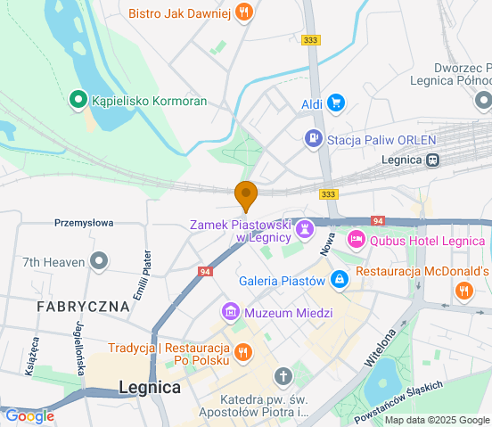 Mapa dojazdu do warsztatu samochodowego w miejscowości Legnica