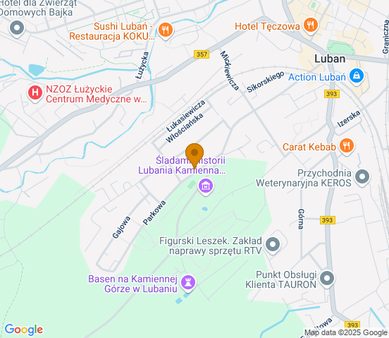 Mapa dojazdu do warsztatu samochodowego w miejscowości Lubań