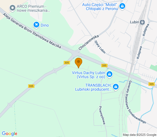 Mapa dojazdu do warsztatu samochodowego w miejscowości Lubin