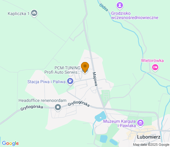 Mapa dojazdu do warsztatu samochodowego w miejscowości Lubomierz