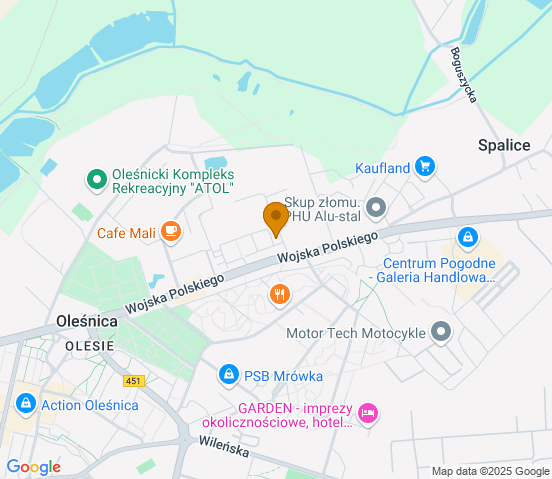 Mapa dojazdu do warsztatu samochodowego w miejscowości Oleśnica
