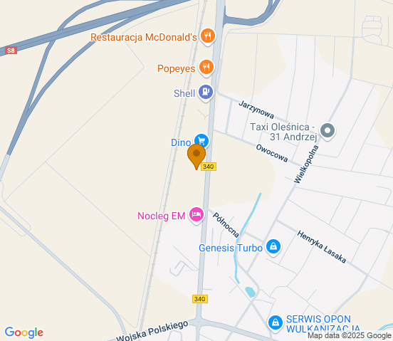 Mapa dojazdu do warsztatu samochodowego w miejscowości Oleśnica