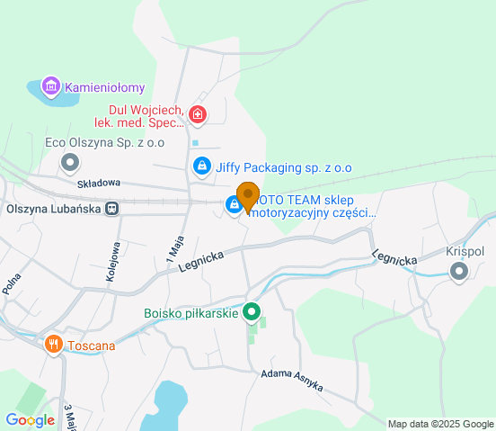 Mapa dojazdu do warsztatu samochodowego w miejscowości Olszyna