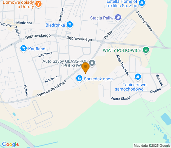 Mapa dojazdu do warsztatu samochodowego w miejscowości Polkowice