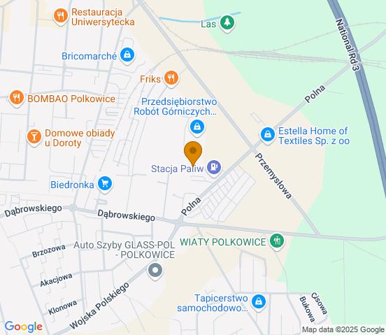 Mapa dojazdu do warsztatu samochodowego w miejscowości Polkowice