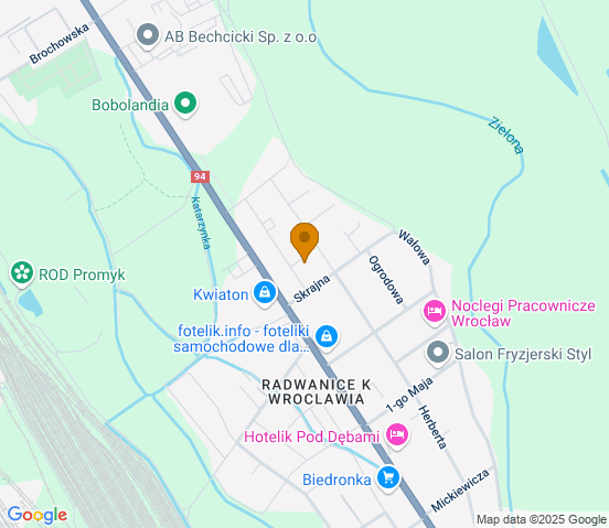 Mapa dojazdu do warsztatu samochodowego w miejscowości Radwanice