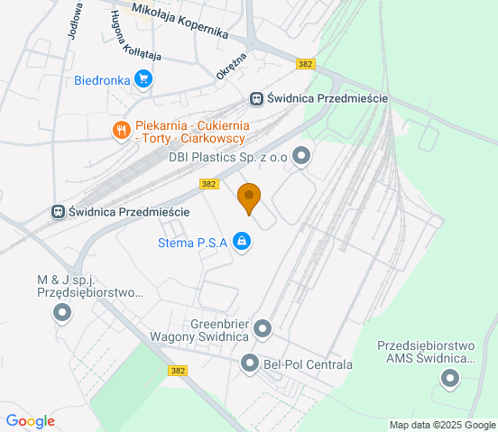 Mapa dojazdu do warsztatu samochodowego w miejscowości Świdnica