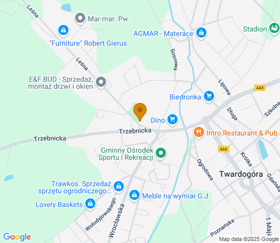Mapa dojazdu do warsztatu samochodowego w miejscowości Twardogóra