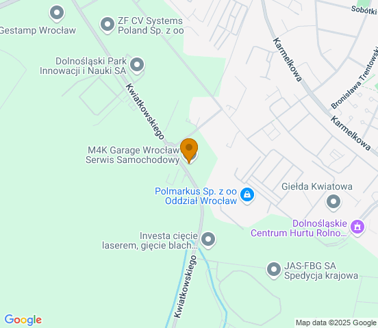 Mapa dojazdu do warsztatu samochodowego w miejscowości Wrocław