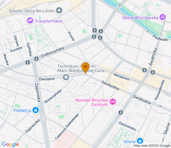 Mapa dojazdu do warsztatu samochodowego w miejscowości Wrocław