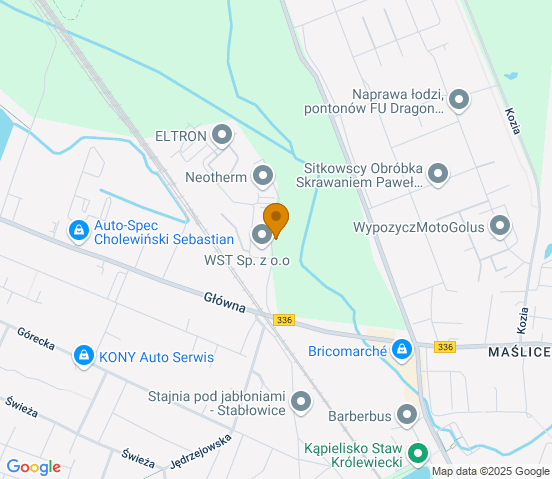 Mapa dojazdu do warsztatu samochodowego w miejscowości Wrocław