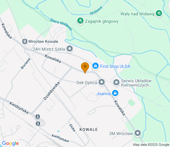Mapa dojazdu do warsztatu samochodowego w miejscowości Wrocław