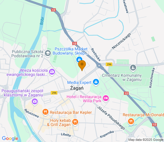 Mapa dojazdu do warsztatu samochodowego w miejscowości Żagań
