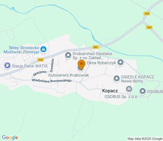 Mapa dojazdu do warsztatu samochodowego w miejscowości Złotoryja