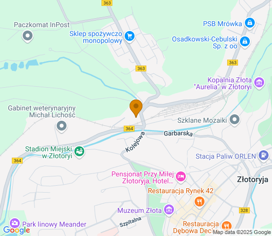 Mapa dojazdu do warsztatu samochodowego w miejscowości Złotoryja