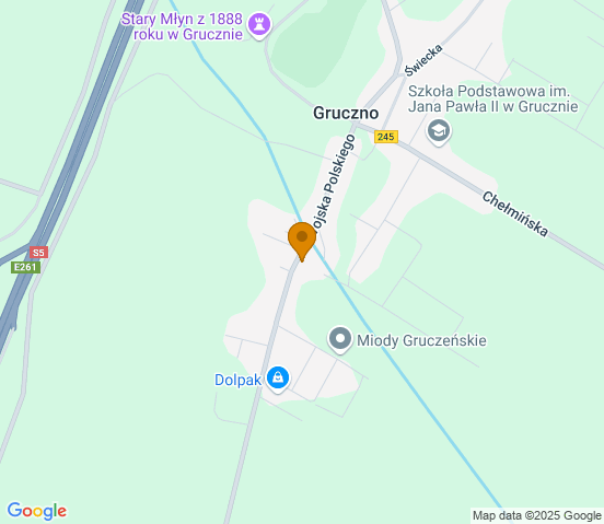 Mapa dojazdu do warsztatu samochodowego w miejscowości Gruczno