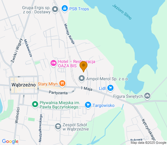 Mapa dojazdu do warsztatu samochodowego w miejscowości Wąbrzeźno
