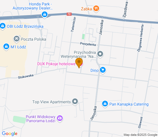 Mapa dojazdu do warsztatu samochodowego w miejscowości Łódź