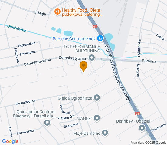 Mapa dojazdu do warsztatu samochodowego w miejscowości Łódź