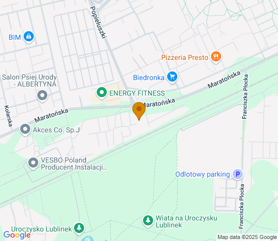 Mapa dojazdu do warsztatu samochodowego w miejscowości Łódź
