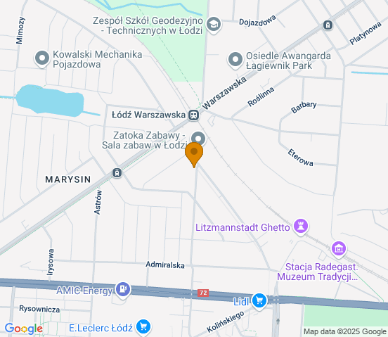 Mapa dojazdu do warsztatu samochodowego w miejscowości Łódź