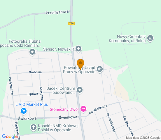 Mapa dojazdu do warsztatu samochodowego w miejscowości Opoczno