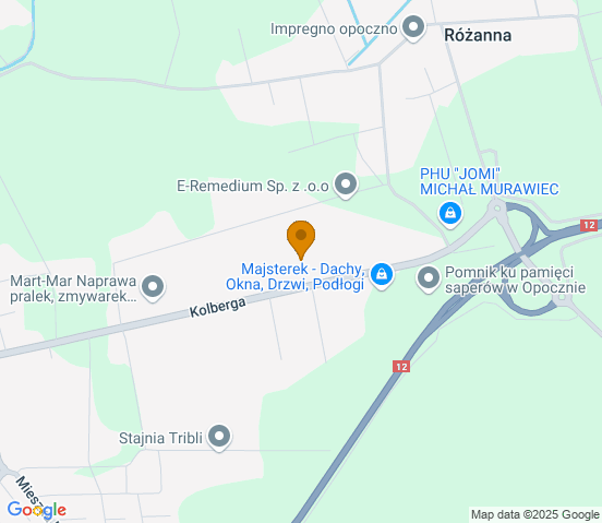 Mapa dojazdu do warsztatu samochodowego w miejscowości Opoczno