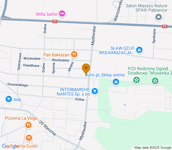 Mapa dojazdu do warsztatu samochodowego w miejscowości Pabianice