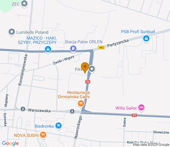 Mapa dojazdu do warsztatu samochodowego w miejscowości Pabianice