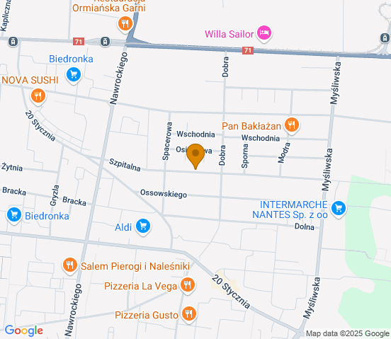 Mapa dojazdu do warsztatu samochodowego w miejscowości Pabianice