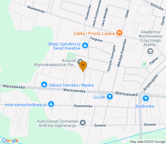 Mapa dojazdu do warsztatu samochodowego w miejscowości Biała Podlaska