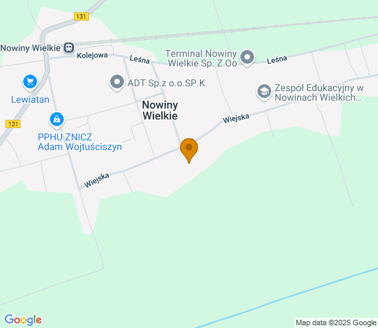 Mapa dojazdu do warsztatu samochodowego w miejscowości Nowiny Wielkie